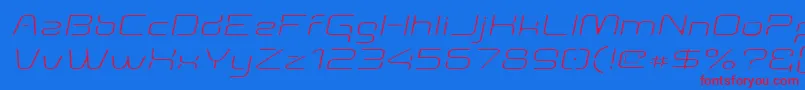 Aunchantedthinexpandedoblique Font – Red Fonts on Blue Background