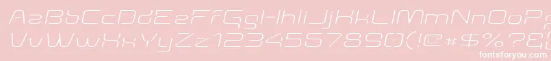 Aunchantedthinexpandedoblique-Schriftart – Weiße Schriften auf rosa Hintergrund