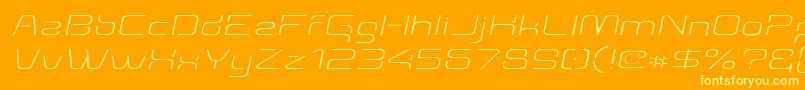 Aunchantedthinexpandedoblique-Schriftart – Gelbe Schriften auf orangefarbenem Hintergrund