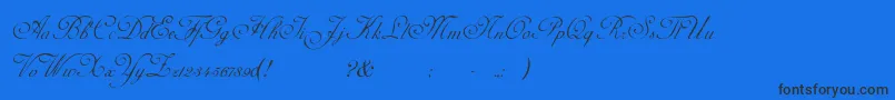 AdinekirnbergScript-Schriftart – Schwarze Schriften auf blauem Hintergrund