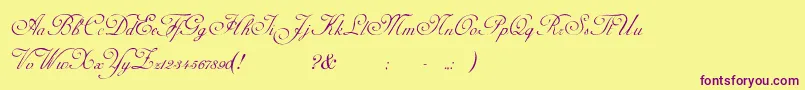 Fonte AdinekirnbergScript – fontes roxas em um fundo amarelo