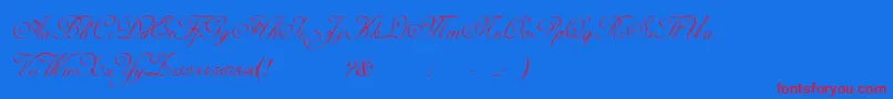 AdinekirnbergScript-Schriftart – Rote Schriften auf blauem Hintergrund