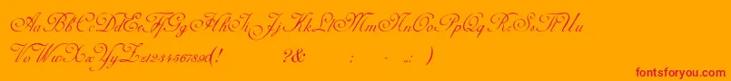 Fonte AdinekirnbergScript – fontes vermelhas em um fundo laranja