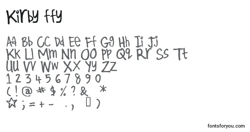 Schriftart Kirby ffy – Alphabet, Zahlen, spezielle Symbole