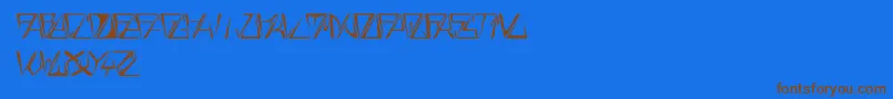 フォントGloryThinItalic – 茶色の文字が青い背景にあります。