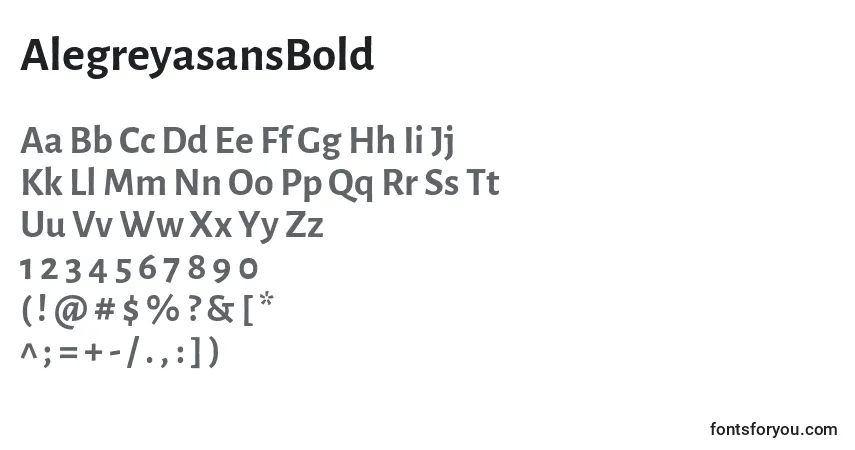 Czcionka AlegreyasansBold – alfabet, cyfry, specjalne znaki