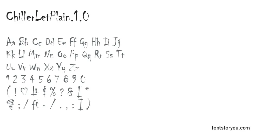 Czcionka ChillerLetPlain.1.0 – alfabet, cyfry, specjalne znaki