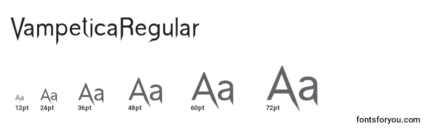 Размеры шрифта VampeticaRegular