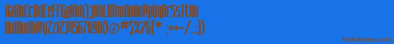 フォントSfIronGothic – 茶色の文字が青い背景にあります。