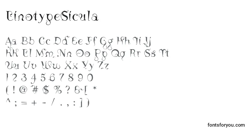 Fuente LinotypeSicula - alfabeto, números, caracteres especiales