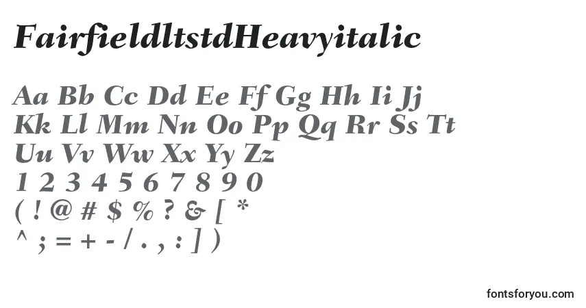 Fuente FairfieldltstdHeavyitalic - alfabeto, números, caracteres especiales