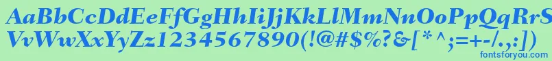 FairfieldltstdHeavyitalic-fontti – siniset fontit vihreällä taustalla