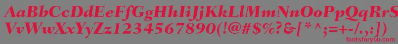 フォントFairfieldltstdHeavyitalic – 赤い文字の灰色の背景