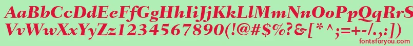 フォントFairfieldltstdHeavyitalic – 赤い文字の緑の背景