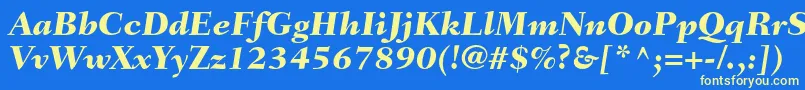 Czcionka FairfieldltstdHeavyitalic – żółte czcionki na niebieskim tle