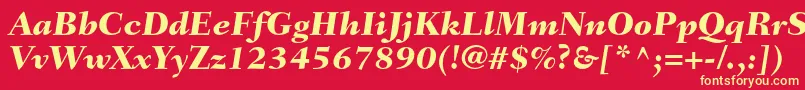 FairfieldltstdHeavyitalic-Schriftart – Gelbe Schriften auf rotem Hintergrund