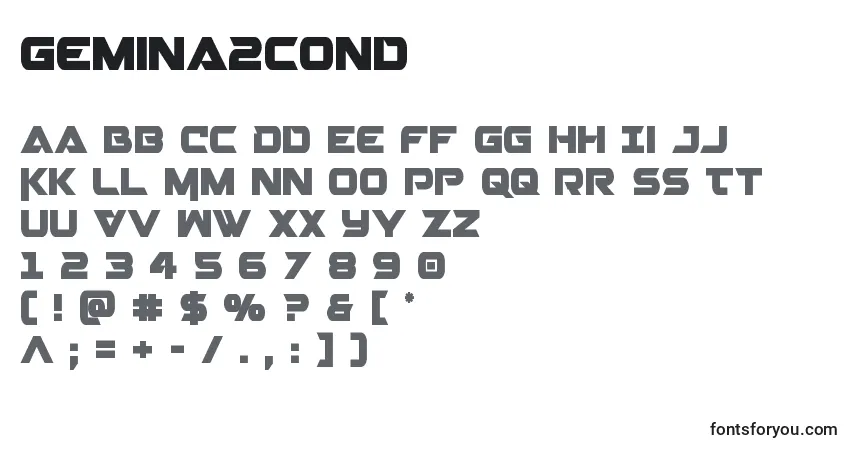 Gemina2cond-fontti – aakkoset, numerot, erikoismerkit