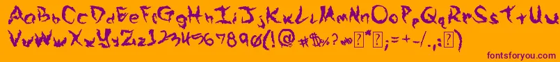 Czcionka ArekIsSoGrungey – fioletowe czcionki na pomarańczowym tle