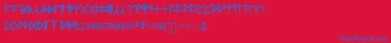 Standardcelticrune-Schriftart – Blaue Schriften auf rotem Hintergrund