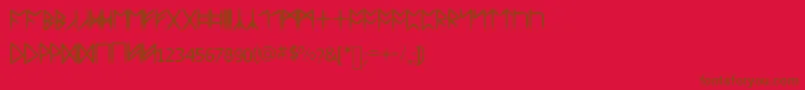 Standardcelticrune-Schriftart – Braune Schriften auf rotem Hintergrund