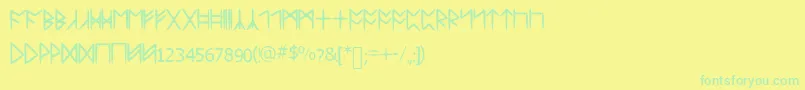 Standardcelticrune-Schriftart – Grüne Schriften auf gelbem Hintergrund
