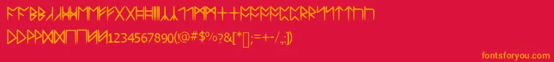 Standardcelticrune Font – Orange Fonts on Red Background