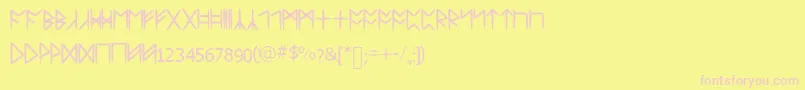 Standardcelticrune-Schriftart – Rosa Schriften auf gelbem Hintergrund