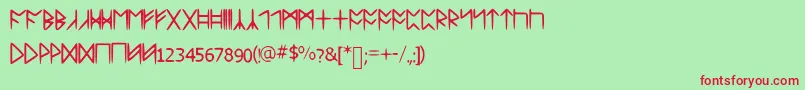 Standardcelticrune-Schriftart – Rote Schriften auf grünem Hintergrund