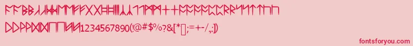 フォントStandardcelticrune – ピンクの背景に赤い文字