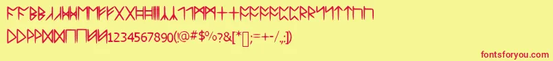 Standardcelticrune Font – Red Fonts on Yellow Background