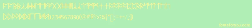 フォントStandardcelticrune – 黄色の文字が緑の背景にあります