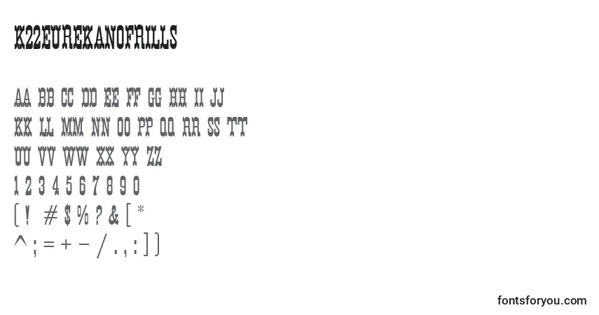K22EurekaNofrillsフォント–アルファベット、数字、特殊文字