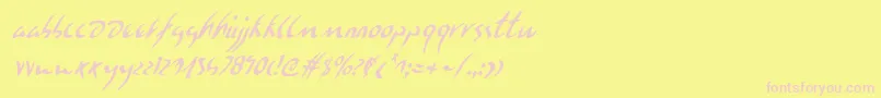 Eagleclawci-Schriftart – Rosa Schriften auf gelbem Hintergrund