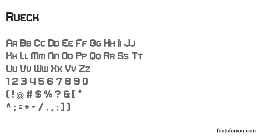Fuente Rueck - alfabeto, números, caracteres especiales