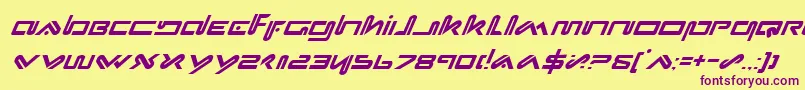 Fonte XephyrItalic – fontes roxas em um fundo amarelo