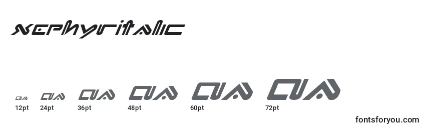 XephyrItalic Font Sizes