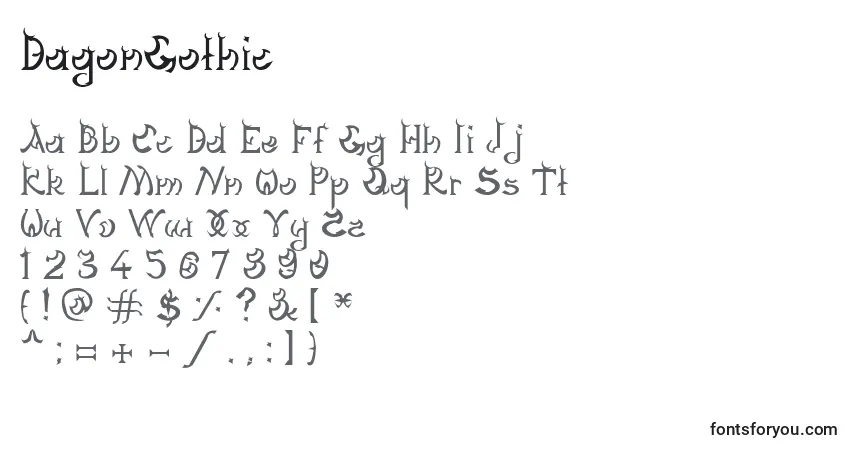A fonte DagonGothic – alfabeto, números, caracteres especiais