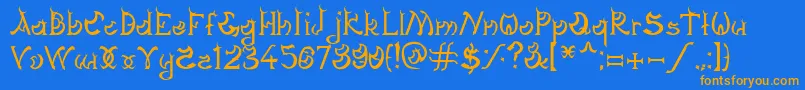 DagonGothic Font – Orange Fonts on Blue Background