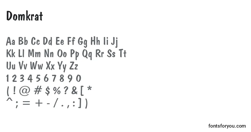 Schriftart Domkrat – Alphabet, Zahlen, spezielle Symbole