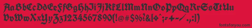 Unifrakturcook-Schriftart – Schwarze Schriften auf rotem Hintergrund
