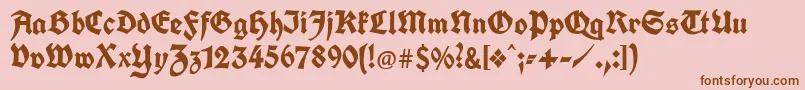 Unifrakturcook-Schriftart – Braune Schriften auf rosa Hintergrund