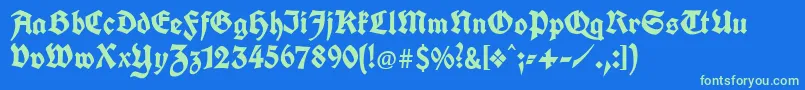 Unifrakturcook Font – Green Fonts on Blue Background