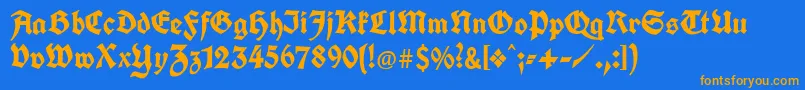 Unifrakturcook Font – Orange Fonts on Blue Background