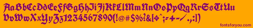 Unifrakturcook-fontti – violetit fontit oranssilla taustalla