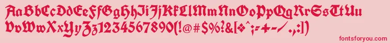 Unifrakturcook-Schriftart – Rote Schriften auf rosa Hintergrund
