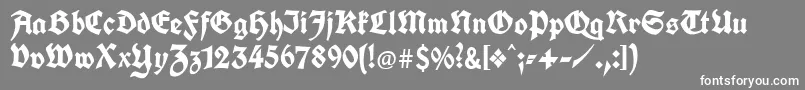 Unifrakturcook-fontti – valkoiset fontit harmaalla taustalla