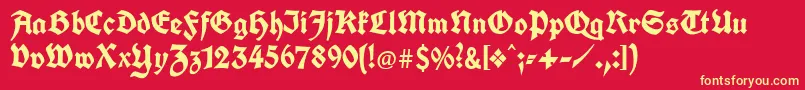 Unifrakturcook-fontti – keltaiset fontit punaisella taustalla