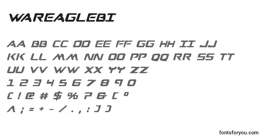 Fuente Wareaglebi - alfabeto, números, caracteres especiales