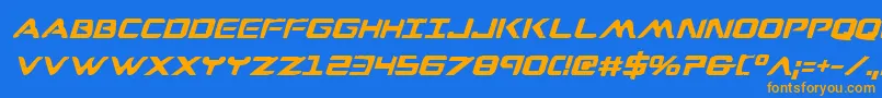 Wareaglebi-Schriftart – Orangefarbene Schriften auf blauem Hintergrund