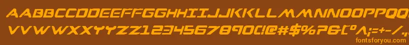 フォントWareaglebi – オレンジ色の文字が茶色の背景にあります。